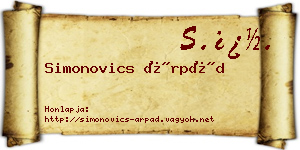 Simonovics Árpád névjegykártya